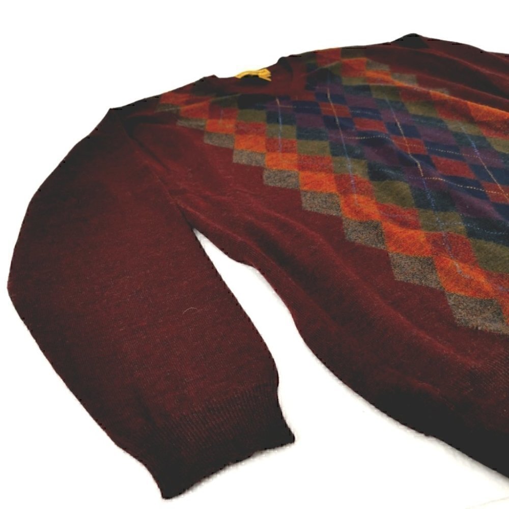 Tricots St Raphael Men's L Red Merino Wool Sweater - Picture 3 of 9